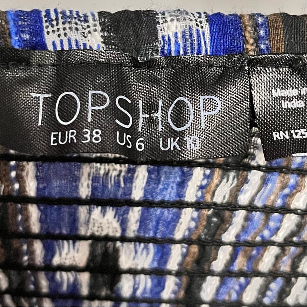 Topshop Women’s Southwest Aztec Textured Dress Size 6 Pockets Cris Cross Back - Picture 12 of 14